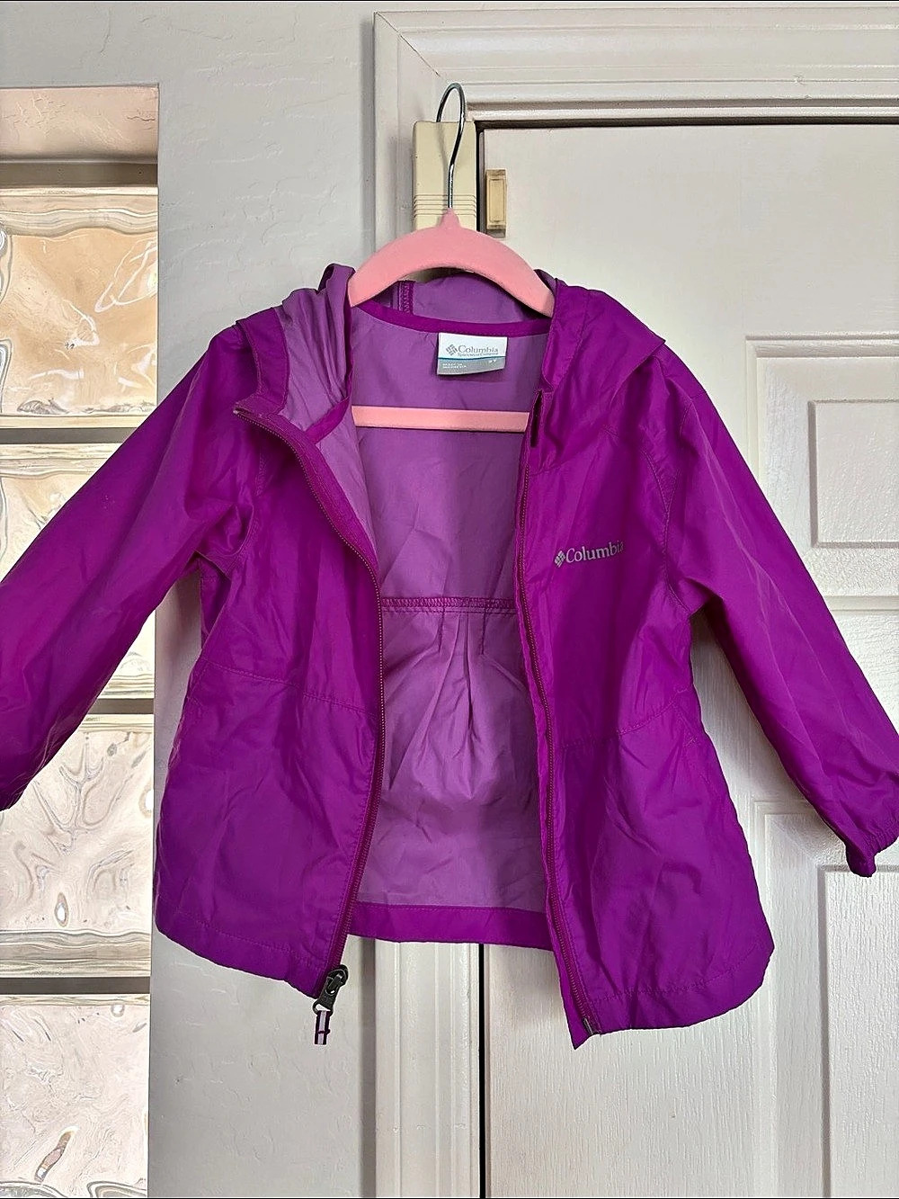 Columbia Toddler Switchback II Jacket Girls 2T Purple Hooded Rain Jacket